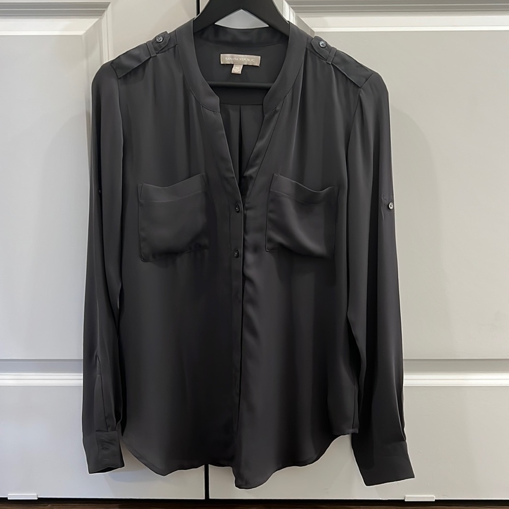 Banana Republic Charcoal Button Down Blouse